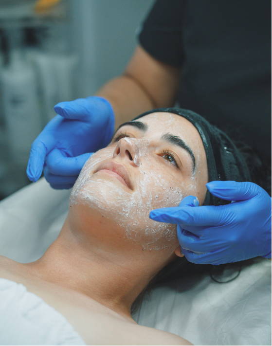 Picture of a women getting cleansed for Hydrafacial deluxe.