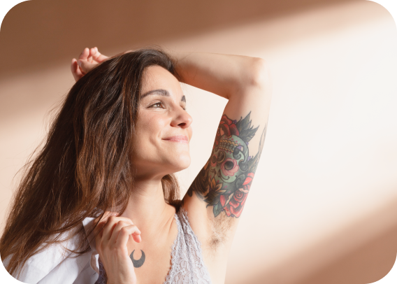 Women smiling before Tattoo removal